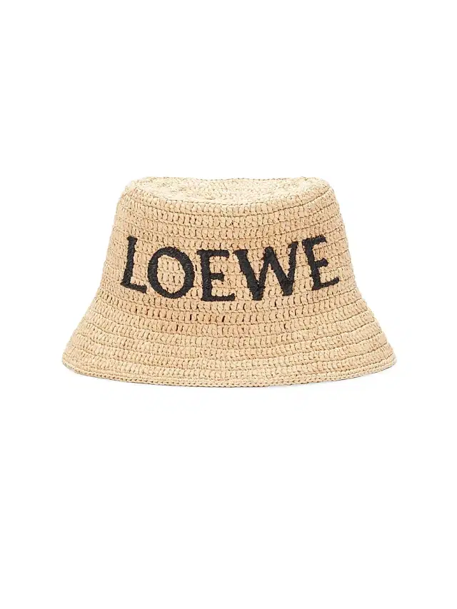 LOEWE Women's  x Paula's Ibiza Raffia Logo Bucket Hat - Natural