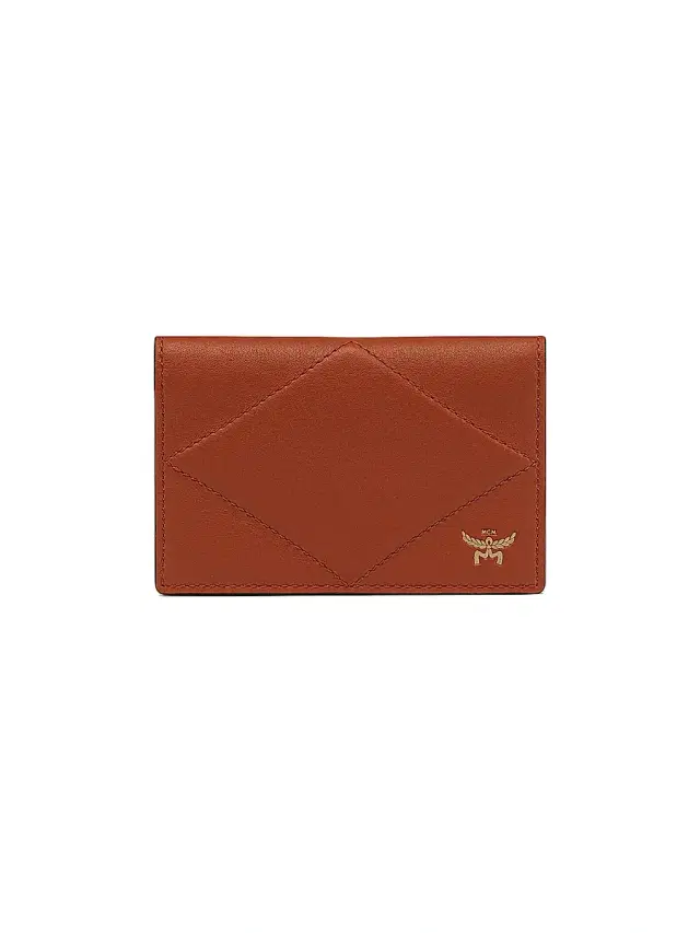 Men's Diamond Leather Card Holder - Coconut Shell Brown