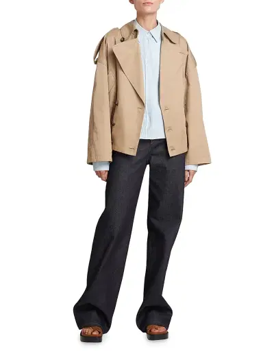 LOEWE Women's Balloon Double-Breasted Jacket - Kraft Beige | Thumbnail 2 LOEWE Women's Balloon Double-Breasted Jacket - Kraft Beige | Thumbnail 2