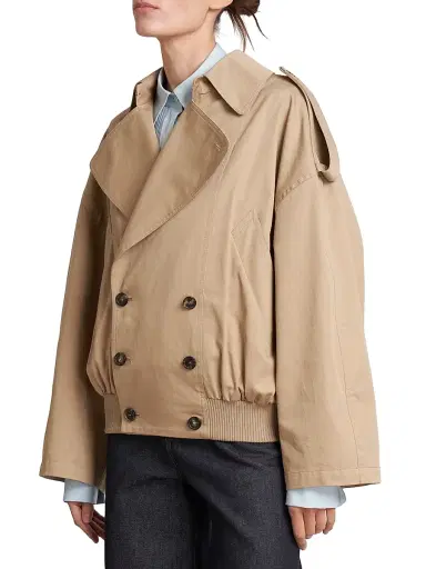 LOEWE Women's Balloon Double-Breasted Jacket - Kraft Beige | Thumbnail 4 LOEWE Women's Balloon Double-Breasted Jacket - Kraft Beige | Thumbnail 4