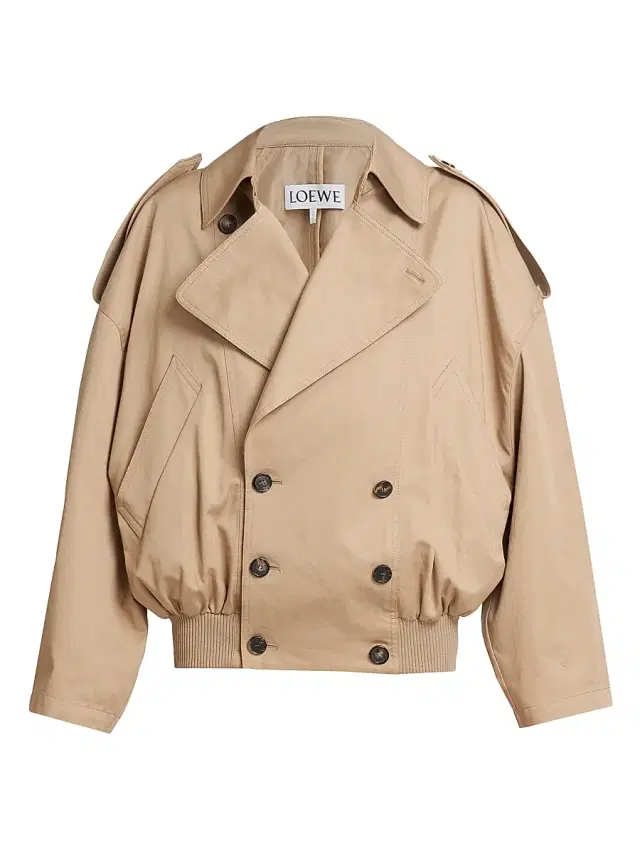 Women's Balloon Double-Breasted Jacket - Kraft Beige