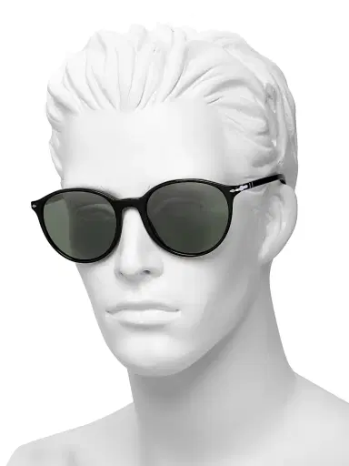 PERSOL Men's 56MM Round Sunglasses - Black Dark Green | Thumbnail 4 PERSOL Men's 56MM Round Sunglasses - Black Dark Green | Thumbnail 4