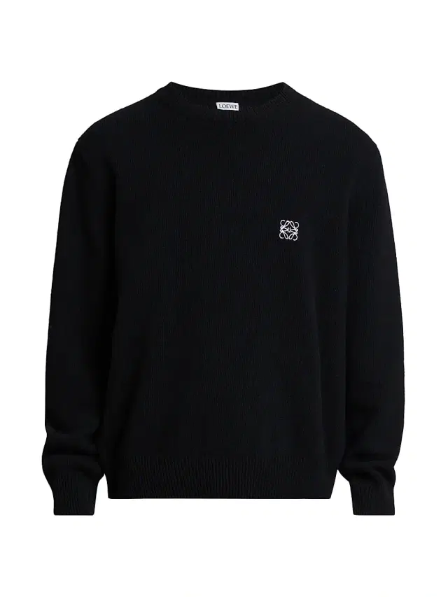 LOEWE Men's Logo Wool Crewneck Sweater - Black