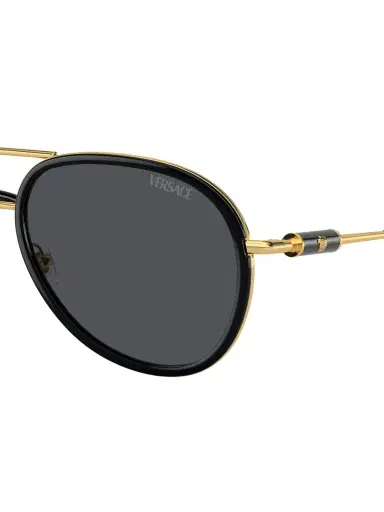 Versace Men's 60MM Aviator Sunglasses - Black Gold Smoke | Thumbnail 2