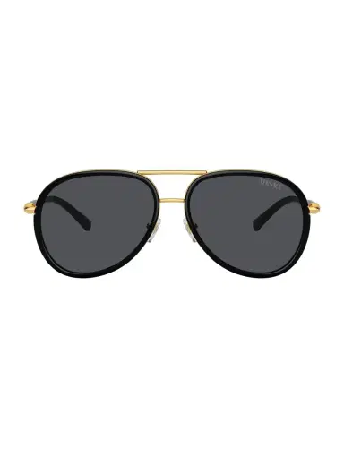 Versace Men's 60MM Aviator Sunglasses - Black Gold Smoke | Thumbnail 6