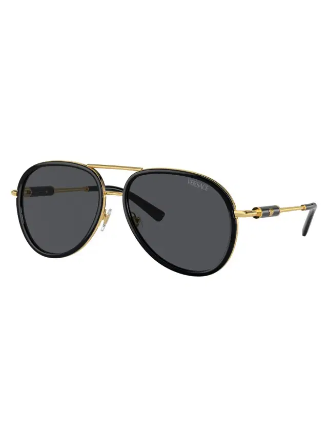 Men's 60MM Aviator Sunglasses - Black Gold Smoke Men's 60MM Aviator Sunglasses - Black Gold Smoke