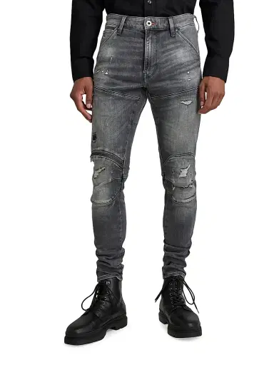 G-Star Men's 5620 3D Zip Knee Skinny Jeans - Vintage Ripped Basalt | Thumbnail 2 G-Star Men's 5620 3D Zip Knee Skinny Jeans - Vintage Ripped Basalt | Thumbnail 2