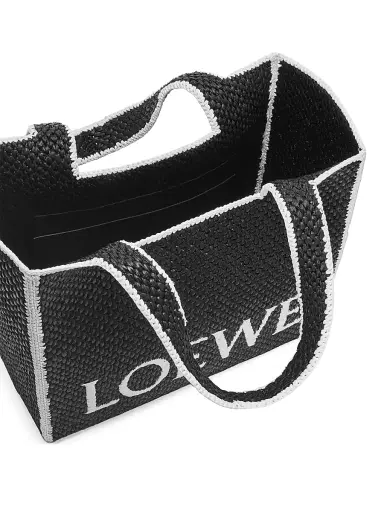 Loewe Women's x Paula's Ibiza Large Logo Raffia Tote Bag - Black | Thumbnail 2