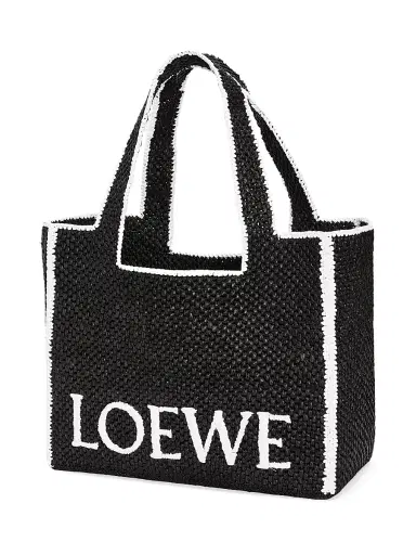 Loewe Women's x Paula's Ibiza Large Logo Raffia Tote Bag - Black | Thumbnail 3