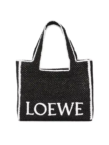 Loewe Women's x Paula's Ibiza Large Logo Raffia Tote Bag - Black | Thumbnail 1