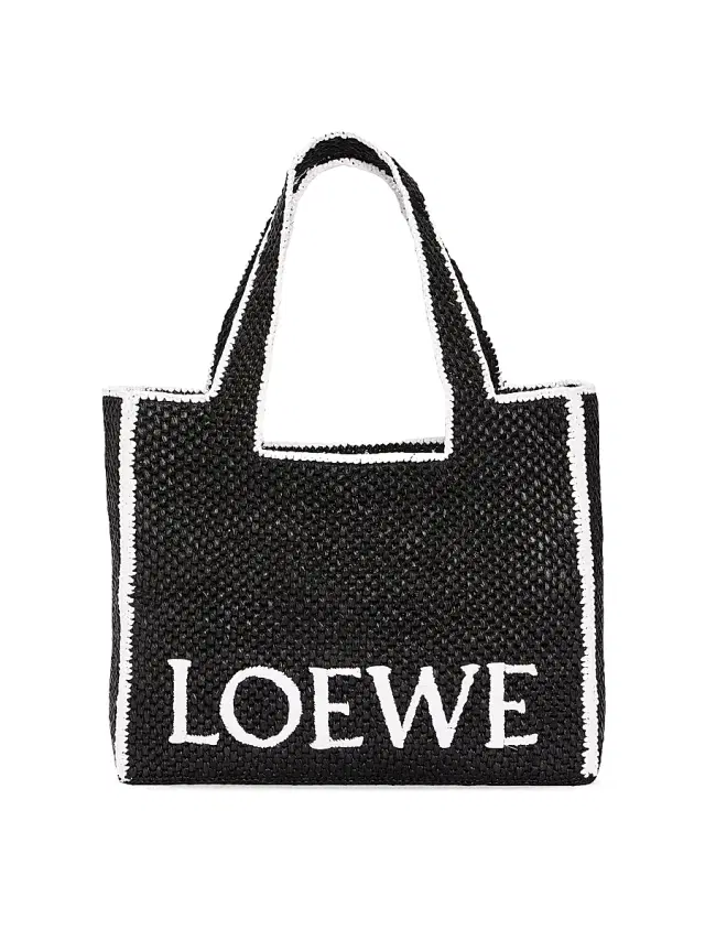 LOEWE Women's  x Paula's Ibiza  Logo Raffia Tote Bag - Black