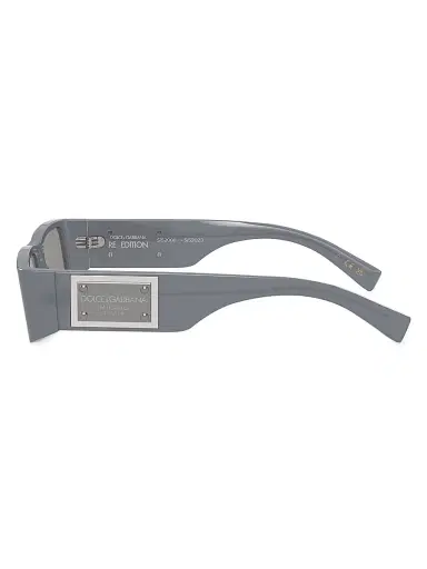 Dolce & Gabbana Men's Plaque Logo 54MM Rectangular Sunglasses - Grey | Thumbnail 3 Dolce & Gabbana Men's Plaque Logo 54MM Rectangular Sunglasses - Grey | Thumbnail 3