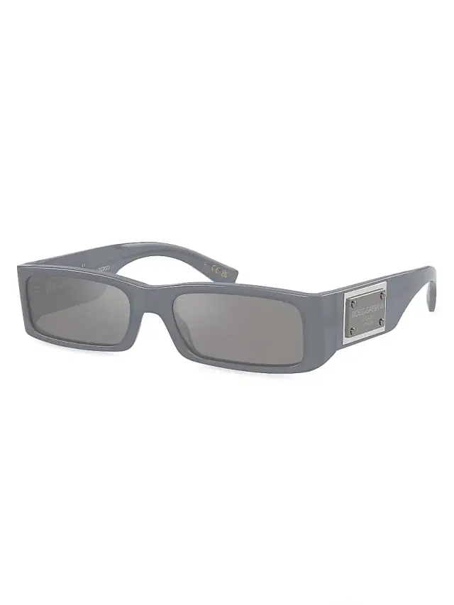 Men's Plaque Logo 54MM Rectangular Sunglasses - Grey Men's Plaque Logo 54MM Rectangular Sunglasses - Grey