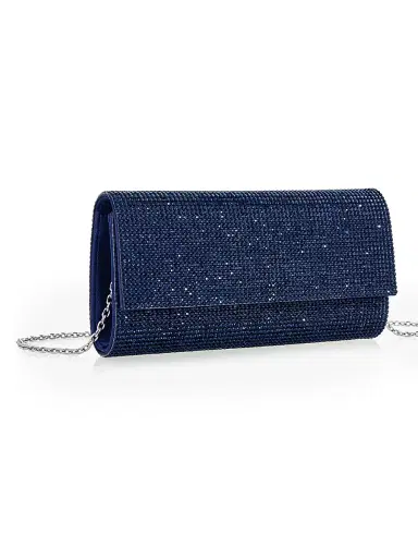 Judith Leiber Couture Women's Perry Crystal-Embellished Clutch-On-Chain - Silver Midnight Navy | Thumbnail 4 Judith Leiber Couture Women's Perry Crystal-Embellished Clutch-On-Chain - Silver Midnight Navy | Thumbnail 4