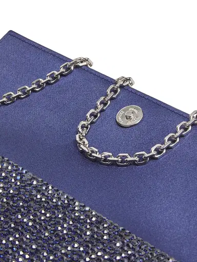 Judith Leiber Couture Women's Perry Crystal-Embellished Clutch-On-Chain - Silver Midnight Navy | Thumbnail 6 Judith Leiber Couture Women's Perry Crystal-Embellished Clutch-On-Chain - Silver Midnight Navy | Thumbnail 6