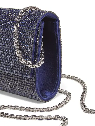 Judith Leiber Couture Women's Perry Crystal-Embellished Clutch-On-Chain - Silver Midnight Navy | Thumbnail 7 Judith Leiber Couture Women's Perry Crystal-Embellished Clutch-On-Chain - Silver Midnight Navy | Thumbnail 7