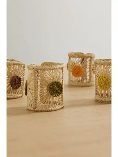La DoubleJ Set Of Four Raffia Napkin Rings | Thumbnail 3