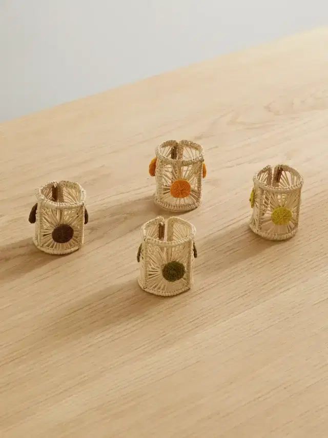 La DoubleJ Set Of Four Raffia Napkin Rings