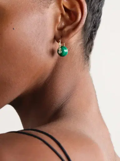 Sydney Evan 14-karat Gold, Malachite And Diamond Earrings | Thumbnail 2