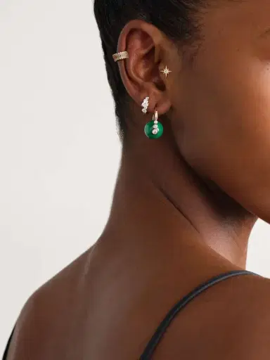 Sydney Evan 14-karat Gold, Malachite And Diamond Earrings | Thumbnail 4