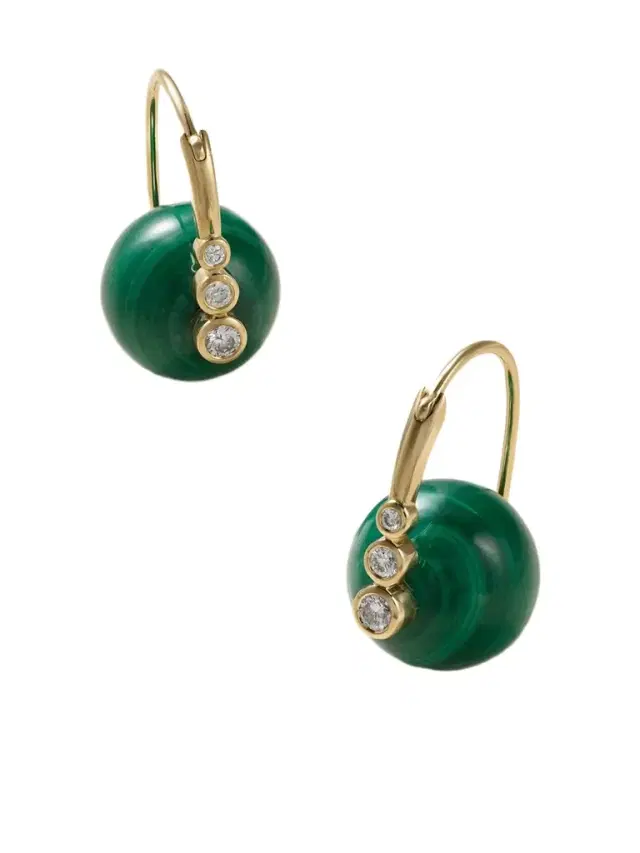 Sydney Evan 14-karat Gold, Malachite And Diamond Earrings