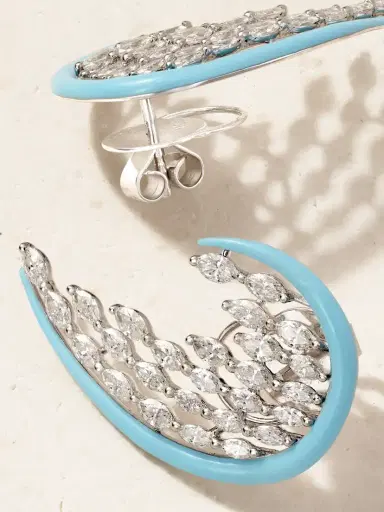 Kamyen 18-karat White Gold, Diamond And Enamel Earrings | Thumbnail 3 Kamyen 18-karat White Gold, Diamond And Enamel Earrings | Thumbnail 3