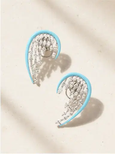 Kamyen 18-karat White Gold, Diamond And Enamel Earrings | Thumbnail 1 Kamyen 18-karat White Gold, Diamond And Enamel Earrings | Thumbnail 1