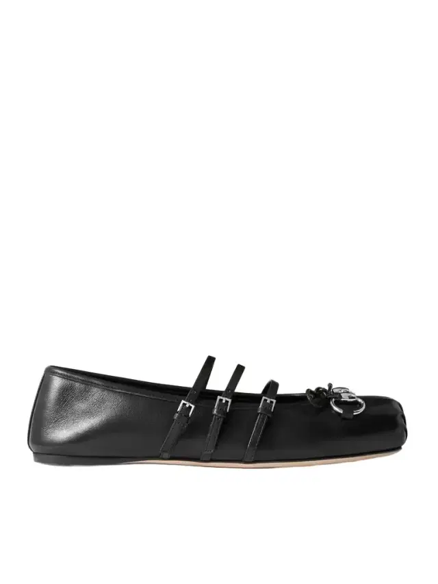 Horsebit-detailed Leather Ballet Flats