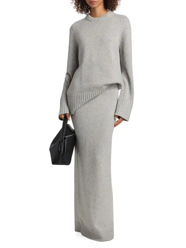 Women's Cashmere Tunic Sweater - Pearl Melange