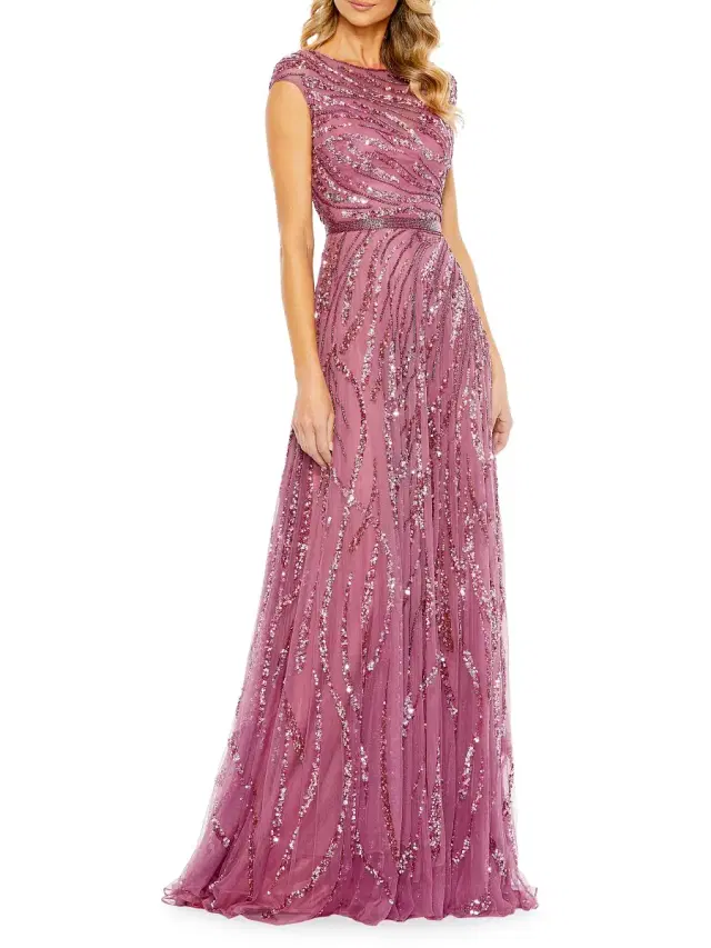 Women's Embellished A-Line Gown - Plum Women's Embellished A-Line Gown - Plum
