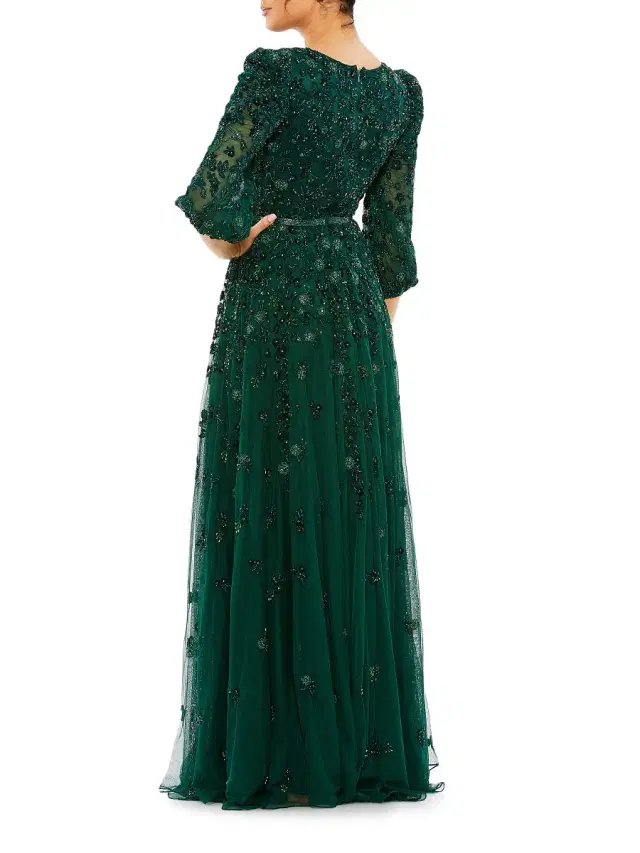 Mac Duggal Women's Beaded Floor-Length Gown - Deep Emerald