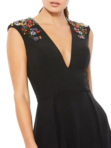 Mac Duggal Women's Crystal-Embellished V-Neck Gown - Black | Thumbnail 3