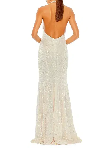 Mac Duggal Women's Ieena Sequin High-Neck Rhinestone-Trim Column Gown | Thumbnail 2