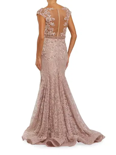 Mac Duggal Women's Illusion Beaded Mermaid Gown - Mocha - Size 10 | Thumbnail 2 Mac Duggal Women's Illusion Beaded Mermaid Gown - Mocha - Size 10 | Thumbnail 2