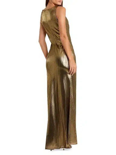 Mac Duggal Women's V-Neck Metallic Jersey Gown | Thumbnail 2