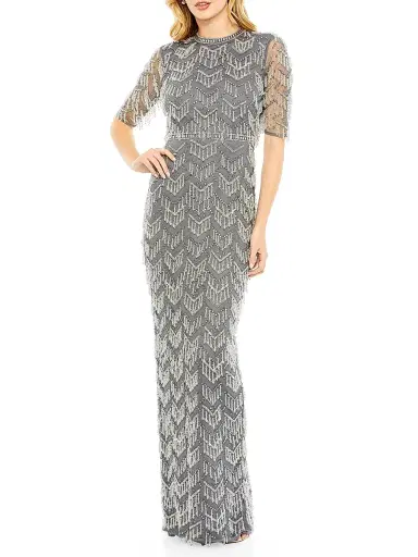 Mac Duggal Women's Beaded Fringe Column Gown | Thumbnail 1