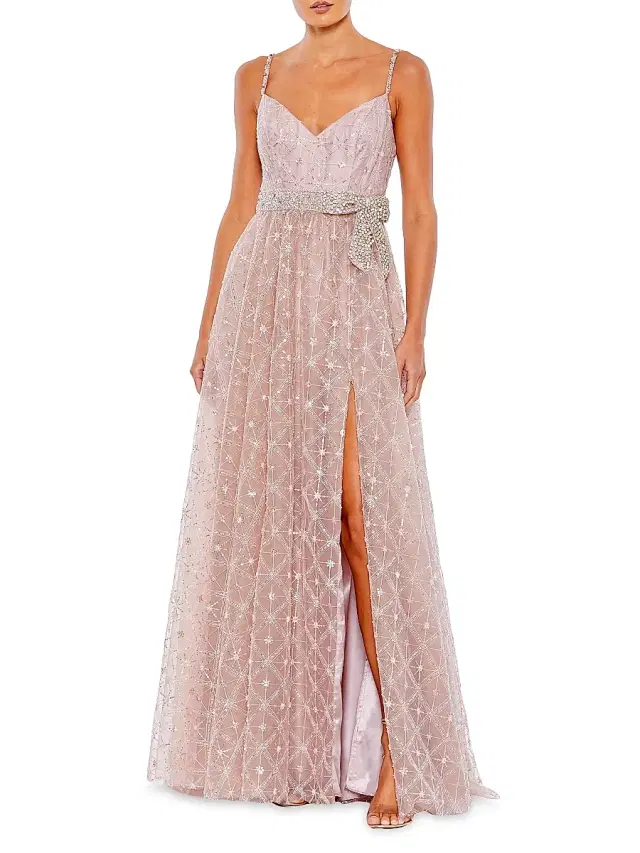 Women's Embellished Bow A-Line Gown - Rose Women's Embellished Bow A-Line Gown - Rose