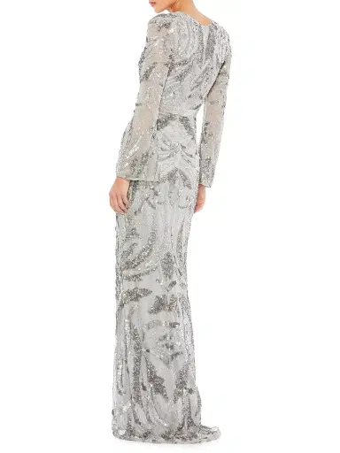 Mac Duggal Women's Beaded Trumpet Gown - Platinum | Thumbnail 4