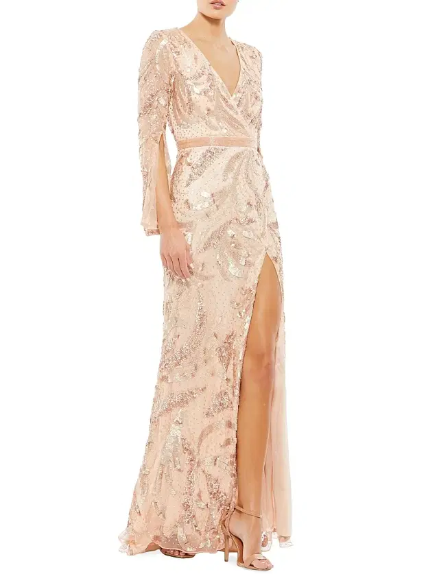 Mac Duggal Women's Beaded Trumpet Gown - Platinum