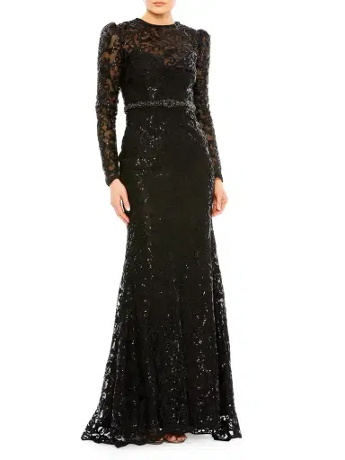 Mac Duggal Women's Embellished Long-Sleeve Gown - Black | Thumbnail 3 Mac Duggal Women's Embellished Long-Sleeve Gown - Black | Thumbnail 3