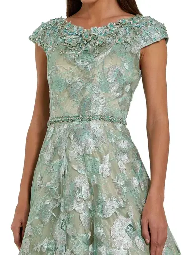 Mac Duggal Women's Embellished Cap-Sleeve High-Neck Gown - Sage | Thumbnail 3