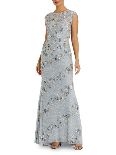 Mac Duggal Women's Beaded Trumpet Gown - Powder Blue | Thumbnail 1