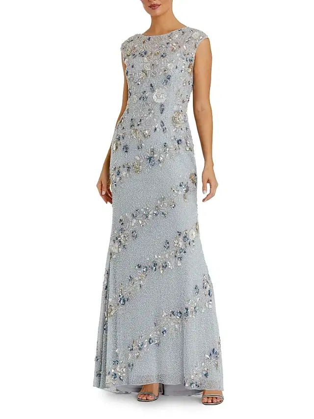 Mac Duggal Women's Beaded Trumpet Gown - Powder Blue