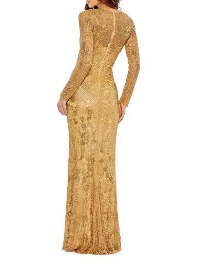 Mac Duggal Women's Embellished Long Sleeve Gown - Gold | Thumbnail 2