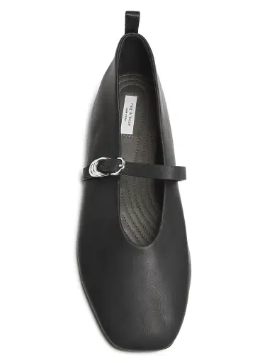 rag & bone Women's Spire Leather Mary Jane Flats - Black | Thumbnail 4