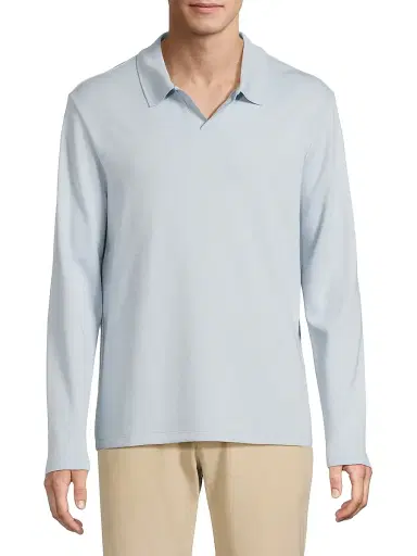 Vince Men's Milano Johnny Collar Shirt - Whitecap | Thumbnail 3 Vince Men's Milano Johnny Collar Shirt - Whitecap | Thumbnail 3