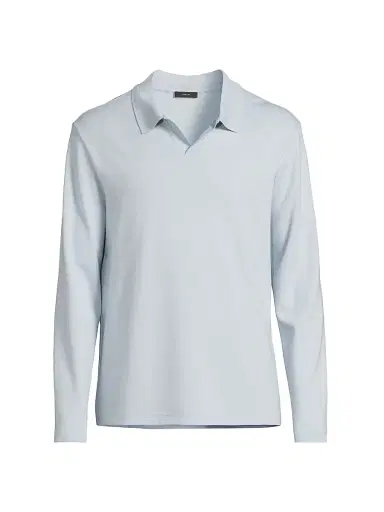 Vince Men's Milano Johnny Collar Shirt - Whitecap | Thumbnail 1 Vince Men's Milano Johnny Collar Shirt - Whitecap | Thumbnail 1