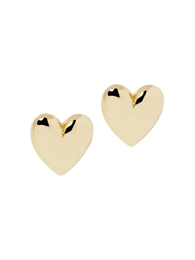 Women's Puffy Heart 10K-Gold-Plated or Silvertone Stud Earrings - Gold