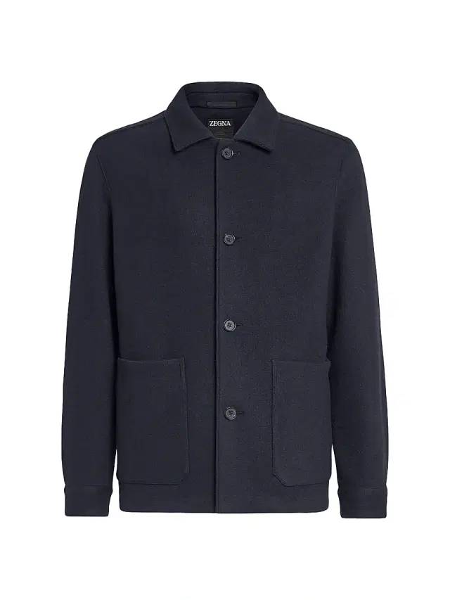 ZEGNA Men's Wool and Cashmere Alpe Chore Jacket - Navy Blue