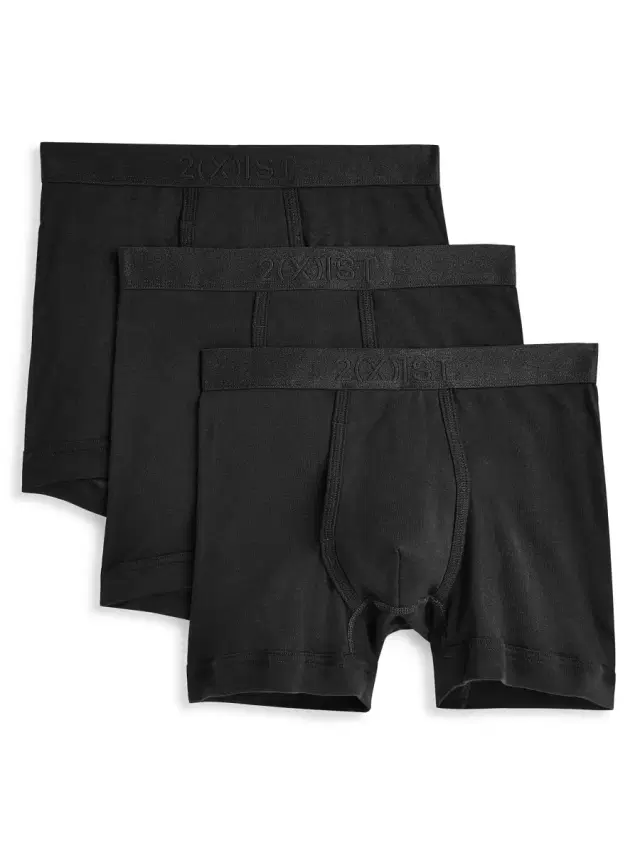 Men's 3-Pack Pima Cotton Boxer Briefs - Black
